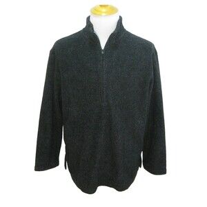 MARSH LANDING Men's (Size Large) Solid Black 1/4 Zip Fleece Sweater Sweatshirt
